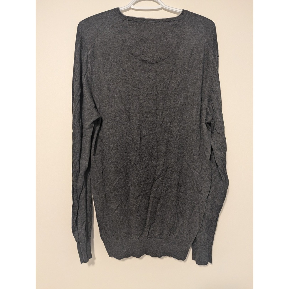 Fynch-Hatton Men's XL Gray Silk Cashmere Wool Blend Pullover Sweater V Neck - Picture 5 of 7